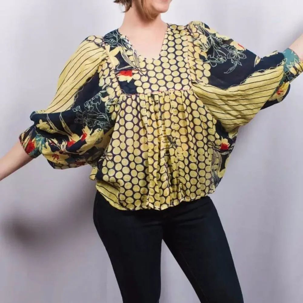 Dolma Multicolor Kaiya Floral Geometric Blouse One Size